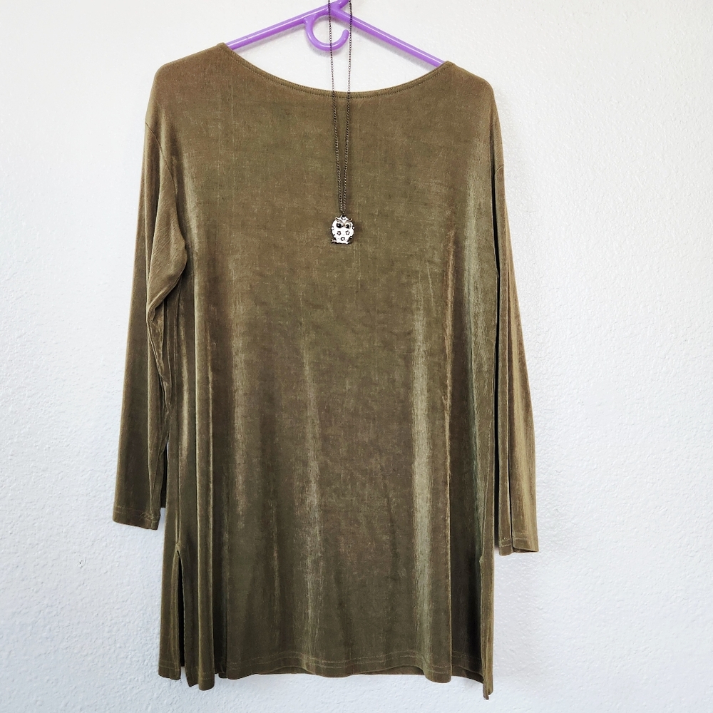 Soft Surroundings Olive Tunic Stretchy Knit Size Small
